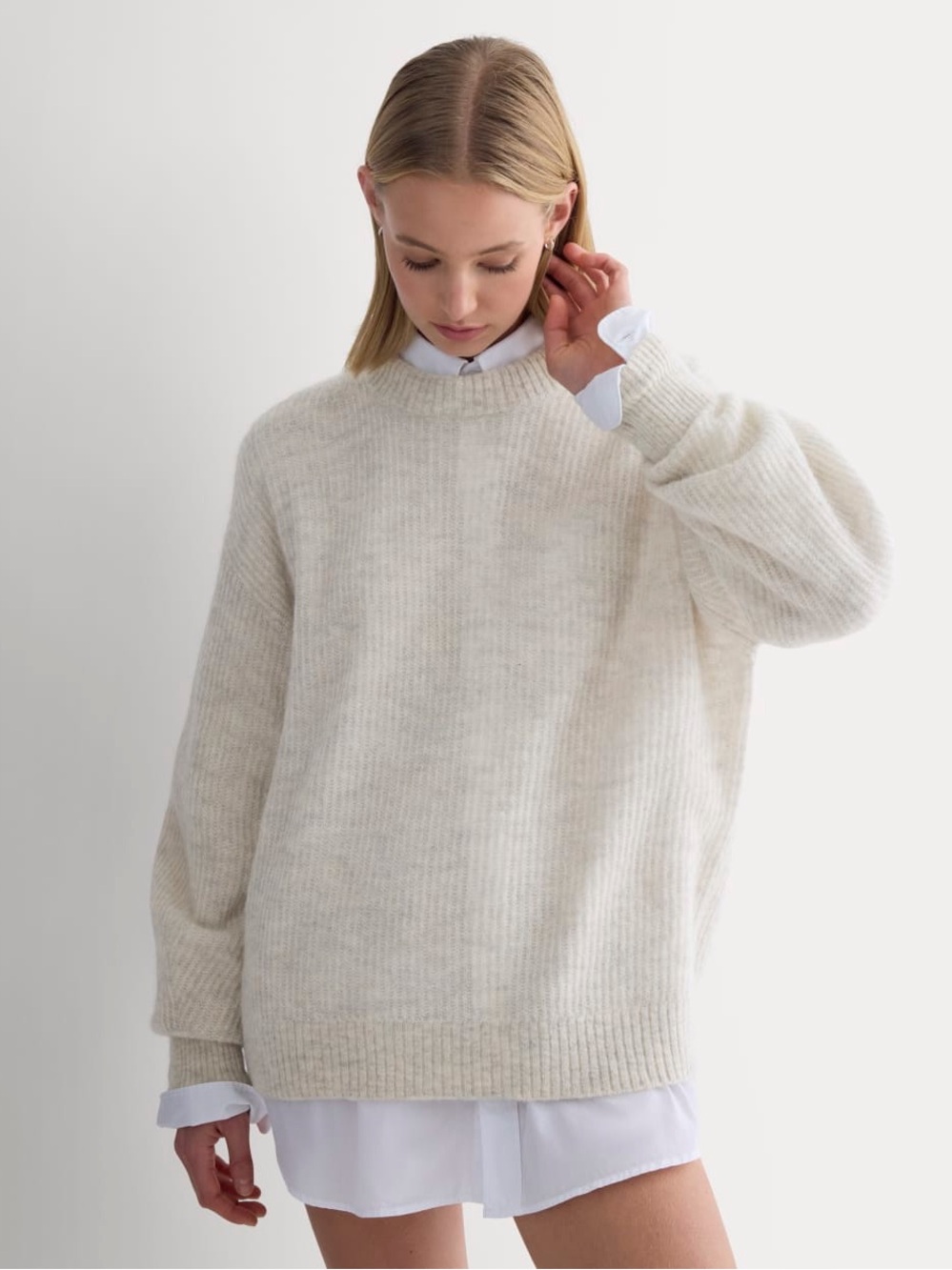 EVERLANE The Cocoon Crew in Alpaca, Size XS